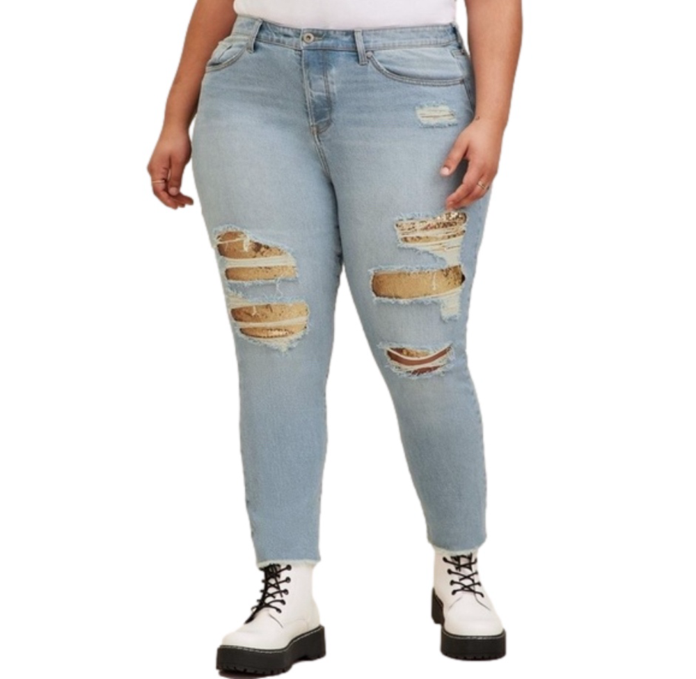 Torrid High-Rise Straight Vintage Stretch Mid-Rise Sequin Backed Jean -Curve 22R